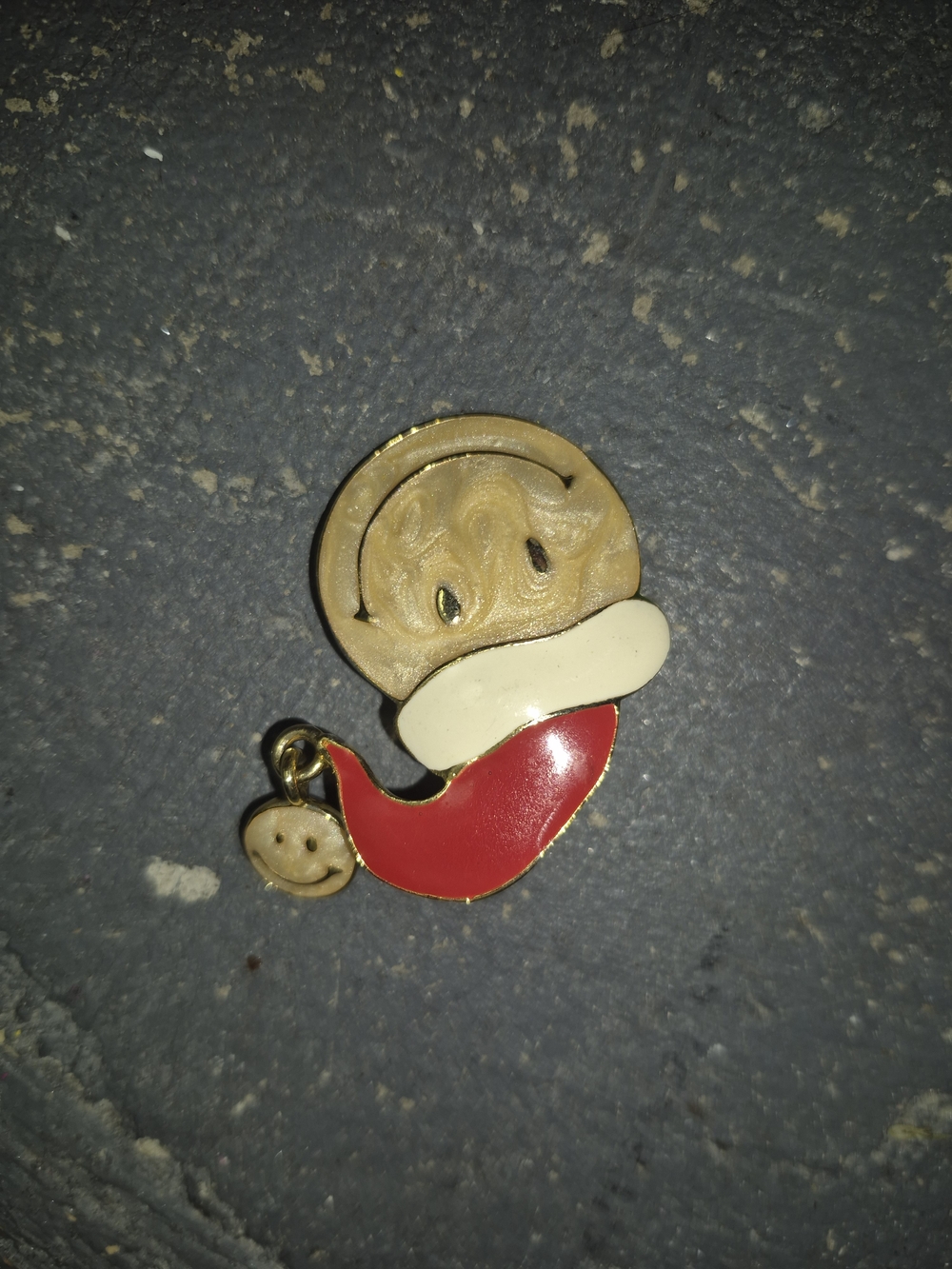 Source Unknown Red, White & Gold Enamel Santa Hat Brooch